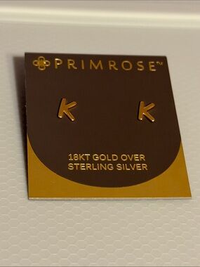 Primrose 18KT Gold Over Sterling Silver 'K' Initial Stud Earrings - Gold